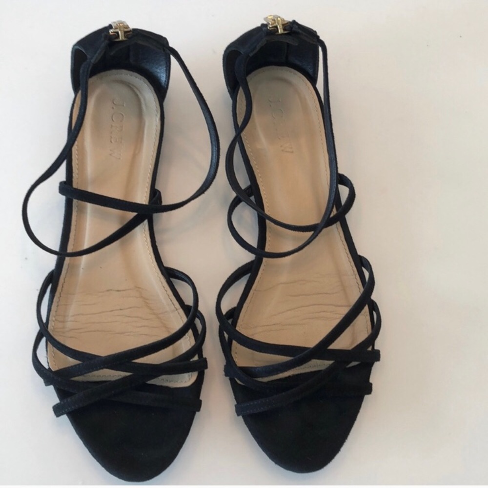 J crew black suede sandals size 8